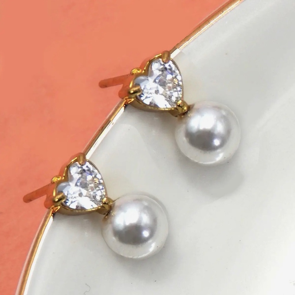 Heart Pearl Earrings (7709) - Picture 2 of 3